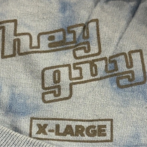 Drew Gooden “Hey Guy” Animated Cartoon Blue Tie Dye Crop Top Shirt Men’s XL - Picture 5 of 5